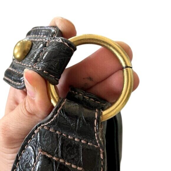 Elle Black Faux Alligator Croc Skin Purse - Large Hobo Bag - HandBag - women's B - Picture 11 of 16